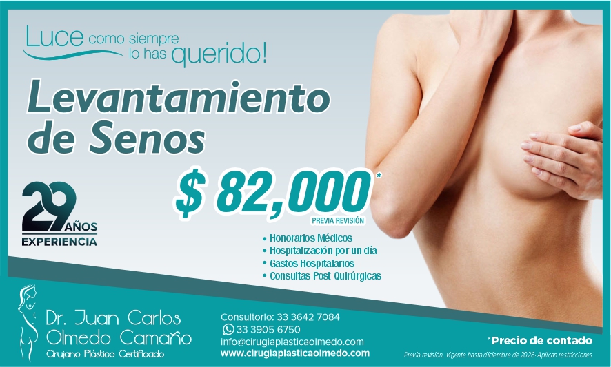 Precio Paquete Cirugía Plástica de Levantamiento de Senos