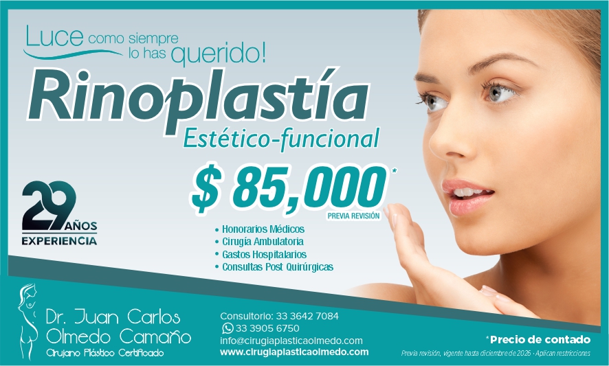 Precio Paquete Cirugía Plástica de Nariz o Rinoplastia