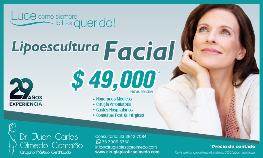 Precio Paquete Rejuvenecimiento Lipoescultura Facial