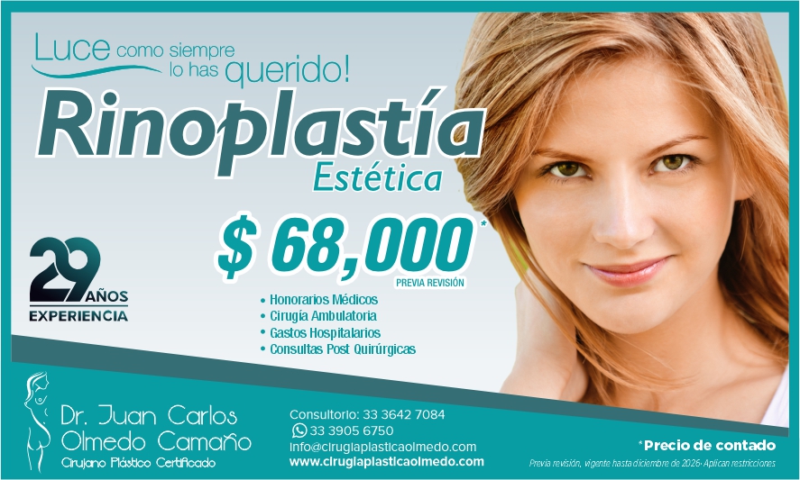 Precio Paquete Cirugía Plástica de Nariz estetica